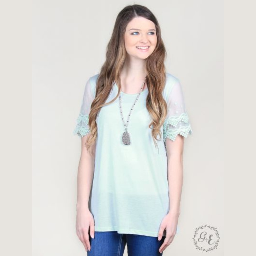 Mint Crochet Sleeve Top